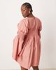 ASOS Curve ASOS DESIGN Curve shirred cotton mini dress with flare sleeve in rose-Multi - 3