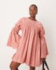 ASOS Curve ASOS DESIGN Curve shirred cotton mini dress with flare sleeve in rose-Multi - 4