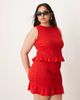 ASOS Curve ASOS DESIGN Curve shirred peplum mini skirt in red - part of a set - 2