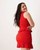 ASOS Curve ASOS DESIGN Curve shirred peplum mini skirt in red - part of a set - 4