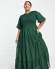 ASOS Curve ASOS DESIGN Curve shirred tiered maxi dress in forest green - 1