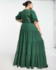 ASOS Curve ASOS DESIGN Curve shirred tiered maxi dress in forest green - 2