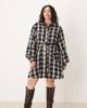 ASOS Curve ASOS DESIGN Curve shirt mini dress with belt in black and tan plaid-Multi - 1