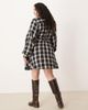 ASOS Curve ASOS DESIGN Curve shirt mini dress with belt in black and tan plaid-Multi - 4