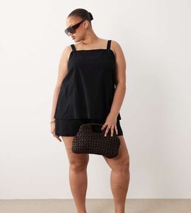 ASOS Curve ASOS DESIGN Curve short cami romper in black