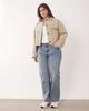 ASOS Curve ASOS DESIGN Curve short cotton harrington jacket in stone-White - 2