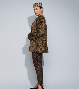 ASOS Curve ASOS DESIGN Curve short formal collarless jacket in pony skin-Brown