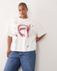 ASOS Curve ASOS DESIGN Curve short sleeve oversized teeth graphic top in cream-WHITE - 2