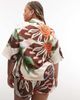ASOS Curve ASOS DESIGN Curve short sleeve shirt in tropical abstract - part of a set-Multi - 2
