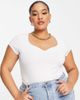 ASOS Curve ASOS DESIGN Curve short sleeve T-shirt bodysuit with sweetheart neckline in white - 1