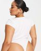 ASOS Curve ASOS DESIGN Curve short sleeve T-shirt bodysuit with sweetheart neckline in white - 4