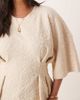 ASOS Curve ASOS DESIGN Curve short sleeve top in cream floral jacquard-White - 3