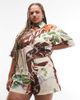 ASOS Curve ASOS DESIGN Curve shorts in tropical abstract - part of a set-Multi - 1