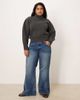 ASOS Curve ASOS DESIGN Curve shoulder pad extreme sleeve waisted sweater in charcoal-Gray - 3