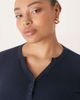 ASOS Curve ASOS DESIGN Curve shrunken waffle knit long sleeve henley tee in navy - 3