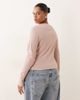 ASOS Curve ASOS DESIGN Curve shrunken waffle knit long sleeve henley tee in pink - 3