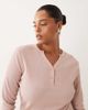 ASOS Curve ASOS DESIGN Curve shrunken waffle knit long sleeve henley tee in pink - 4