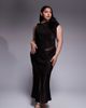 ASOS Curve ASOS DESIGN Curve slash neck satin bias lace detail maxi dress in chocolate-Brown - 1