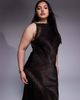 ASOS Curve ASOS DESIGN Curve slash neck satin bias lace detail maxi dress in chocolate-Brown - 2