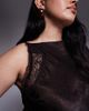 ASOS Curve ASOS DESIGN Curve slash neck satin bias lace detail maxi dress in chocolate-Brown - 3