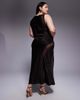 ASOS Curve ASOS DESIGN Curve slash neck satin bias lace detail maxi dress in chocolate-Brown - 4