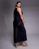 ASOS Curve ASOS DESIGN Curve slash neck satin bias lace detail maxi dress in navy-Multi - 4