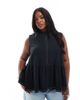 ASOS Curve ASOS DESIGN Curve sleeveless peplum top with tie back in black - 1