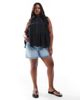 ASOS Curve ASOS DESIGN Curve sleeveless peplum top with tie back in black - 2