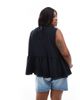 ASOS Curve ASOS DESIGN Curve sleeveless peplum top with tie back in black - 3