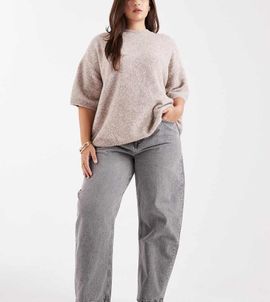 ASOS Curve ASOS DESIGN Curve slim barrel leg jeans in gray