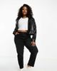 ASOS Curve ASOS DESIGN Curve slim fit comfort mom jeans in washed black - 1