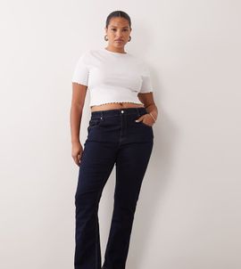 ASOS Curve ASOS DESIGN Curve slim pencil heel jeans in rinse-Navy