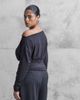 ASOS Curve ASOS DESIGN Curve slinky off shoulder long sleeve top with cinch waist detail in black - 4