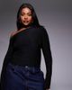 ASOS Curve ASOS DESIGN Curve slinky scarf neck off shoulder top in black - 1