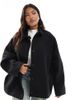 ASOS Curve ASOS DESIGN Curve slouchy formal harrington jacket in black-Neutral - 1