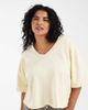 ASOS Curve ASOS DESIGN Curve slouchy V-neck T-shirt in washed buttermilk-Yellow - 1