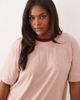 ASOS Curve ASOS DESIGN Curve slubby cotton oversized tee and shorts set with contrast neck binding in washed red - 4
