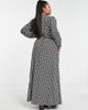ASOS Curve ASOS DESIGN Curve smock maxi dress with belt in mono geo print-Multi - 2
