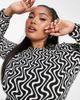 ASOS Curve ASOS DESIGN Curve smock maxi dress with belt in mono geo print-Multi - 3