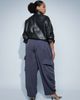 ASOS Curve ASOS DESIGN Curve soft cargo balloon pants with belt in navy - 3
