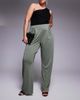 ASOS Curve ASOS DESIGN Curve soft handle pleated wide leg pants in sage-Green - 2