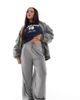 ASOS Curve ASOS DESIGN Curve soft handle wide leg pants with tie waist in light gray - 1