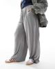 ASOS Curve ASOS DESIGN Curve soft handle wide leg pants with tie waist in light gray - 2
