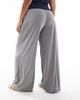 ASOS Curve ASOS DESIGN Curve soft handle wide leg pants with tie waist in light gray - 4