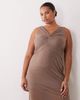 ASOS Curve ASOS DESIGN Curve soft semi-sheer column maxi dress with twisted bust detail in taupe-Neutral - 2