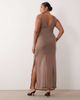 ASOS Curve ASOS DESIGN Curve soft semi-sheer column maxi dress with twisted bust detail in taupe-Neutral - 3