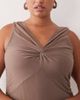 ASOS Curve ASOS DESIGN Curve soft semi-sheer column maxi dress with twisted bust detail in taupe-Neutral - 4
