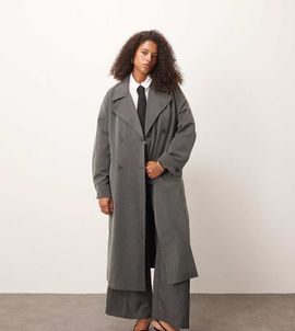 ASOS Curve ASOS DESIGN Curve soft tailored trench in charcoal-Gray