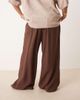 ASOS Curve ASOS DESIGN Curve soft texture wide leg pants with contrast stitch in chocolate-Brown - 3