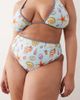 ASOS Curve ASOS DESIGN Curve Solar Starfish high leg high waist bikini bottom in blue sea print-Multi - 3
